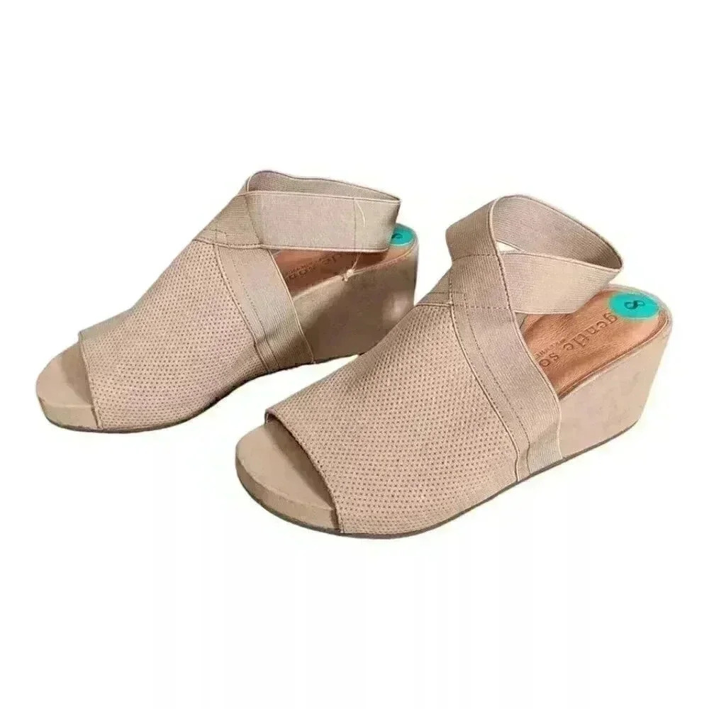 Gentle Souls by Kenneth Cole Gwendaline Elastic Wedge Sandal - Women's Size 8/39